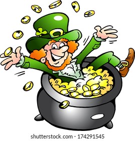 Hand-drawn Vector illustrations of an Happy Leprechaun