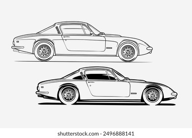 Hand-drawn vector image of a car. Perfect for illustration of articles on car topics, presentations, template design, interior decor, offices, salons, garages, rooms.