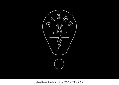 Imagen de Vector dibujada a mano, icono humano y alerta de palabra de falla terrestre, notificación de terremoto.