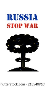Hand-drawn in vector and isolated on a white background. Call to stop the war. The armed conflict in Ukraine must be stopped
