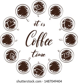  Hand-drawn vector lettering design. Coffee, clipart, isolated. Tempting typography print for accessories, clothes, stickers.