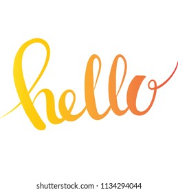 Hand-drawn vector lettering word Hello. Isolated gradient on white calligraphy element.
