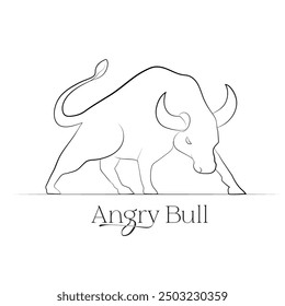 Hand-drawn vector line art, An illustration of wild animal, Vector art of an angry bull