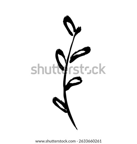 Hand-drawn vector line illustration of a brush-style plant. Color is black.