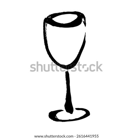 Hand-drawn vector line illustration of a wine glass with a brush touch.