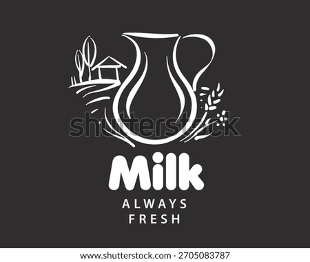 Hand-drawn vector logo of a milk jug