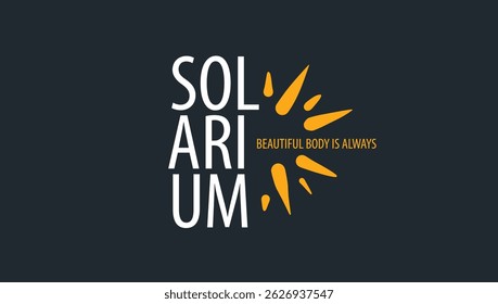 Logotipo vetorial desenhado à mão sobre um fundo preto para um solário