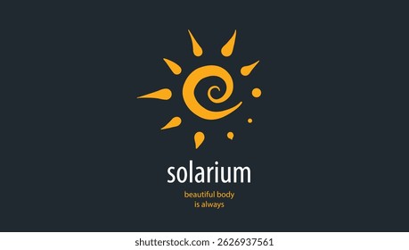 Logotipo vetorial desenhado à mão sobre um fundo preto para um solário