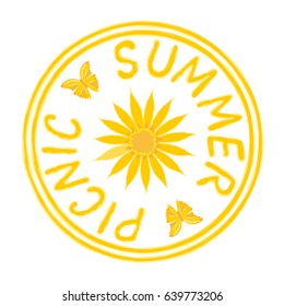 Hand-drawn vector logo summer picnic