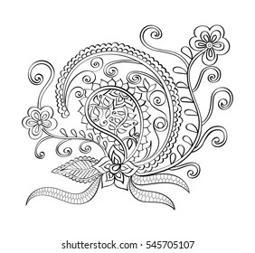 Hand-drawn vector mandala, book page mandala, coloring book, outline mandala, abstract pattern, indian ornament