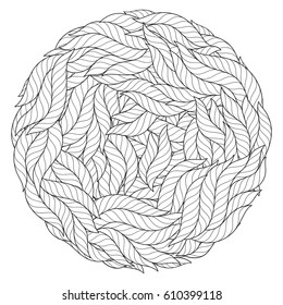 Hand-drawn vector mandala, book page mandala, coloring book, outline mandala