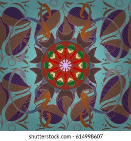 Hand-drawn vector mandala with colored abstract pattern on a background. Bag design.