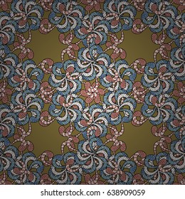 Hand-drawn vector mandala with colored abstract pattern on a brown background. Bag design.