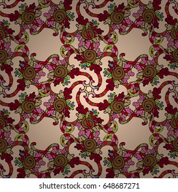 Hand-drawn vector mandala with colored abstract pattern on a colorful background.
