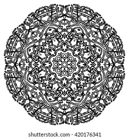 Hand-drawn vector mandala. The modern lace round pattern. Mandala art for yoga and meditation. 