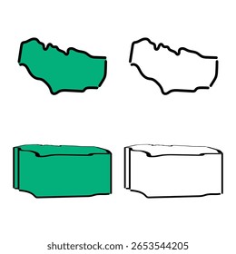 Mapa vetorial desenhado à mão de Ujar, Azerbaijão para apresentações e designs.