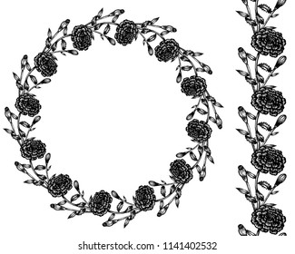 Hand-drawn vector marigold illustration. Ilsolated on white.