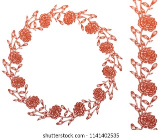 Hand-drawn vector marigold illustration. Ilsolated on white.