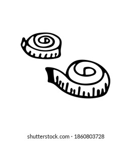 Medidor vectorial de mano para medir tejidos aislados en fondo blanco. Ilustración del vector Doodle.
