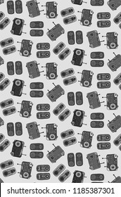 Hand-drawn vector pattern of cute items in a cartoon style.