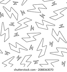 Hand-drawn vector pattern in doodle style with lightning.