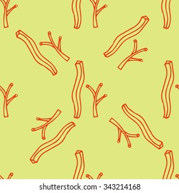 Hand-drawn vector pattern with fantastic coral reefs and underwater flowers