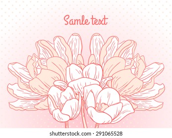 Hand-drawn vector pink flower bouquet. Wedding floral illustration.