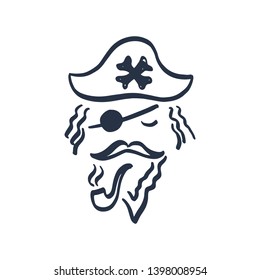Hand-drawn vector Pirate icon. Ocean icons for birthday party, posters background, postcard, banner, etc. Print on cup, bag, shirt, package, balloon

