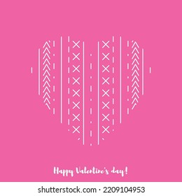 Hand-drawn vector postcard happy valentines day. Best wishes.  Drawing. Holiday. Congratulation. Card.