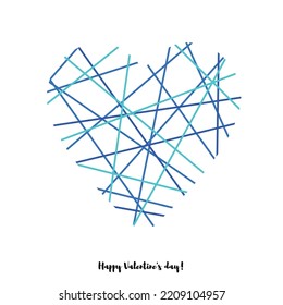 Hand-drawn vector postcard happy valentines day. Best wishes.  Drawing. Holiday. Congratulation. Card.