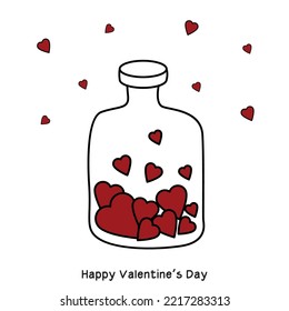 Día de San Valentín feliz para vectores de mano. Mis mejores deseos.  Dibujo. Vacaciones. Felicitaciones. Tarjeta. Corazón. Rojo. Amor.