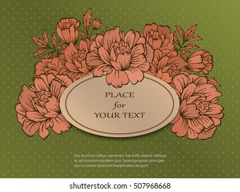 Handdrawn vector poster with place for your text. Unique template for wedding card, save the date or invitation.Organic floral design. Summer card.