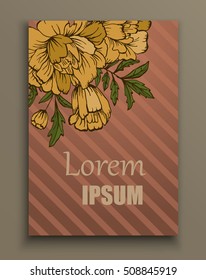 Handdrawn vector poster with place for your text. Unique template for wedding card, save the date or invitation.Organic floral design. Summer card.