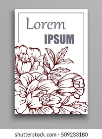 Handdrawn vector poster with place for your text. Unique template for wedding card, save the date or invitation.Organic floral design. Summer card.