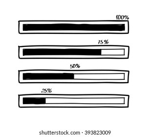 Hand-drawn vector progress bar. Doodle sketch design