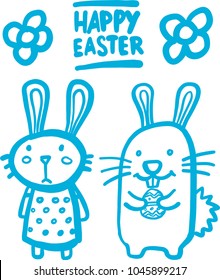 Hand-drawn vector rabbit icons set. Simple cartoon bunny isolated