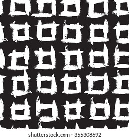 Hand-drawn vector seamless pattern, abstract modern print with squares