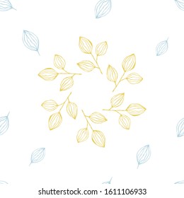 Hand-drawn vector seamless pattern with branches and leaves. Vector Simple leaf tree elements for summer and spring decoration. Doodle vector illustration for design, logo, cards.