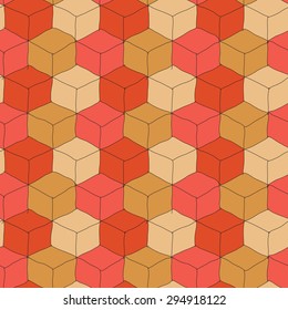 Hand-drawn vector seamless pattern. Modern stylish texture. Repeating geometric tiles with cubes.
