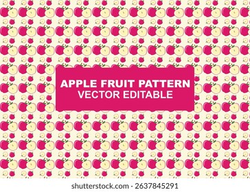 Hand-drawn vector seamless repeat pattern of apple fruit icon. Vector illustration.