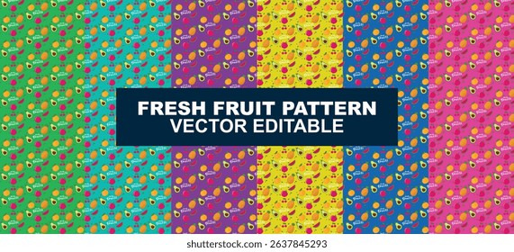 Hand-drawn vector seamless repeat pattern of fresh fruit icon. Vector illustration.