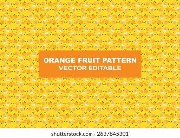 Hand-drawn vector seamless repeat pattern of orange fruit icon. Vector illustration.