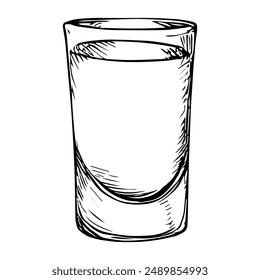 Hand-Drawn Vector Shot of Vodka