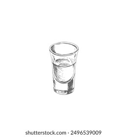 Hand-Drawn Vector Shot of Vodka