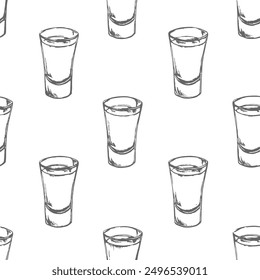 Hand-Drawn Vector Shot of Vodka