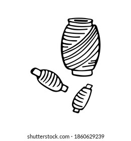 Hand-drawn vector skeins of thread isolated on white background.
Doodle vector illustration.