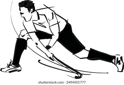 hand-drawn vector sketch field hockey player