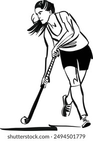 hand-drawn vector sketch field hockey player