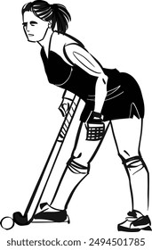 hand-drawn vector sketch field hockey player