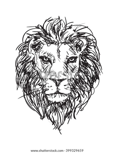 Handdrawn Vector Sketch Lions Head Stock Vector Royalty Free 399329659